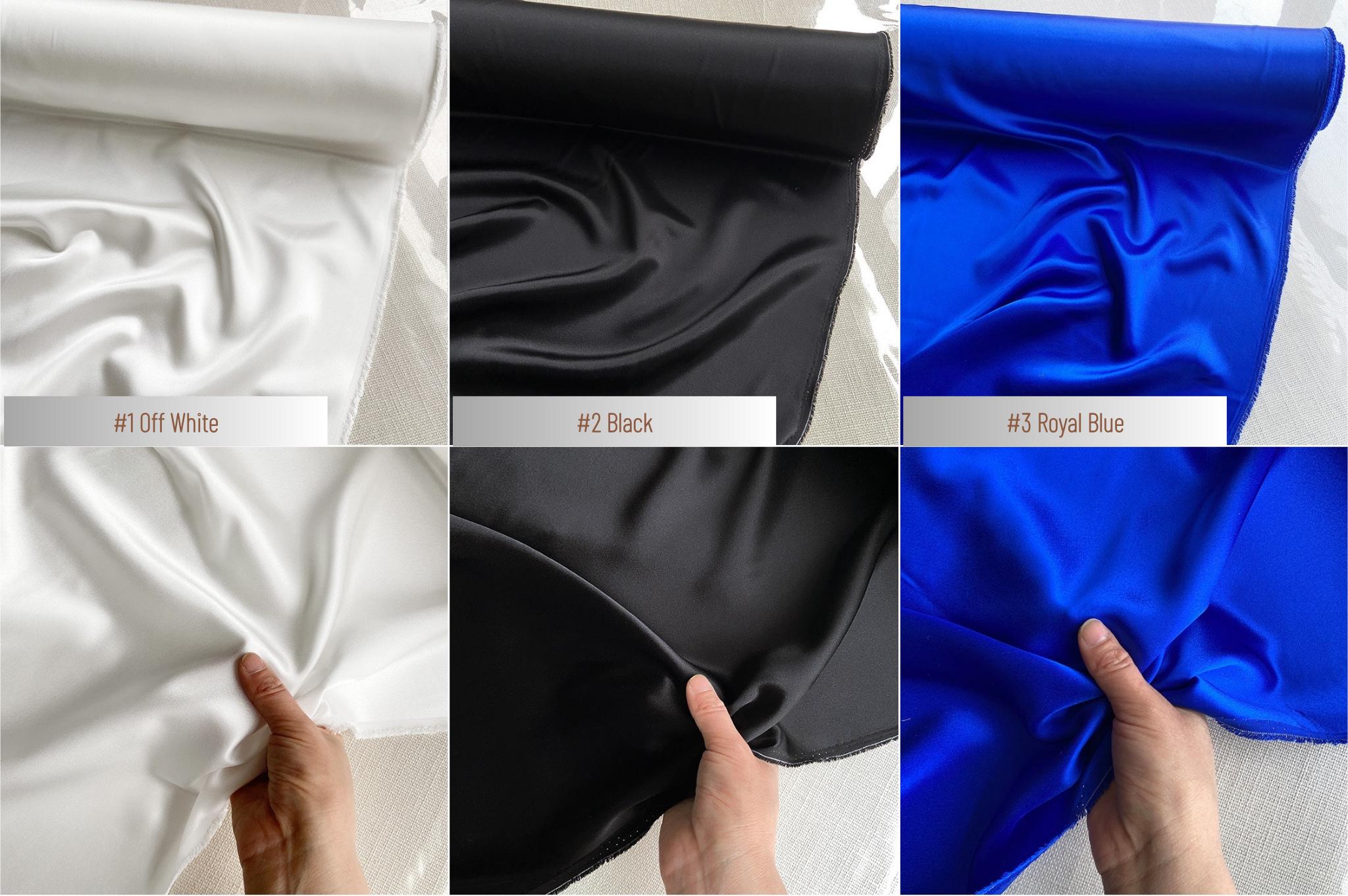 100% Silk Charmeuse, 22 Momme solid 50 colors, 114cm wide by the yard