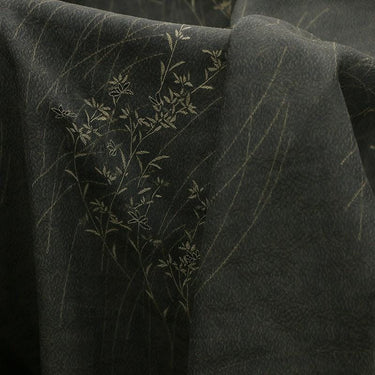 CAOWEN - Handmade 28 Momme Grass Pattern Jacquard Spun Mud Silk Fabric， 133cm By the Yard