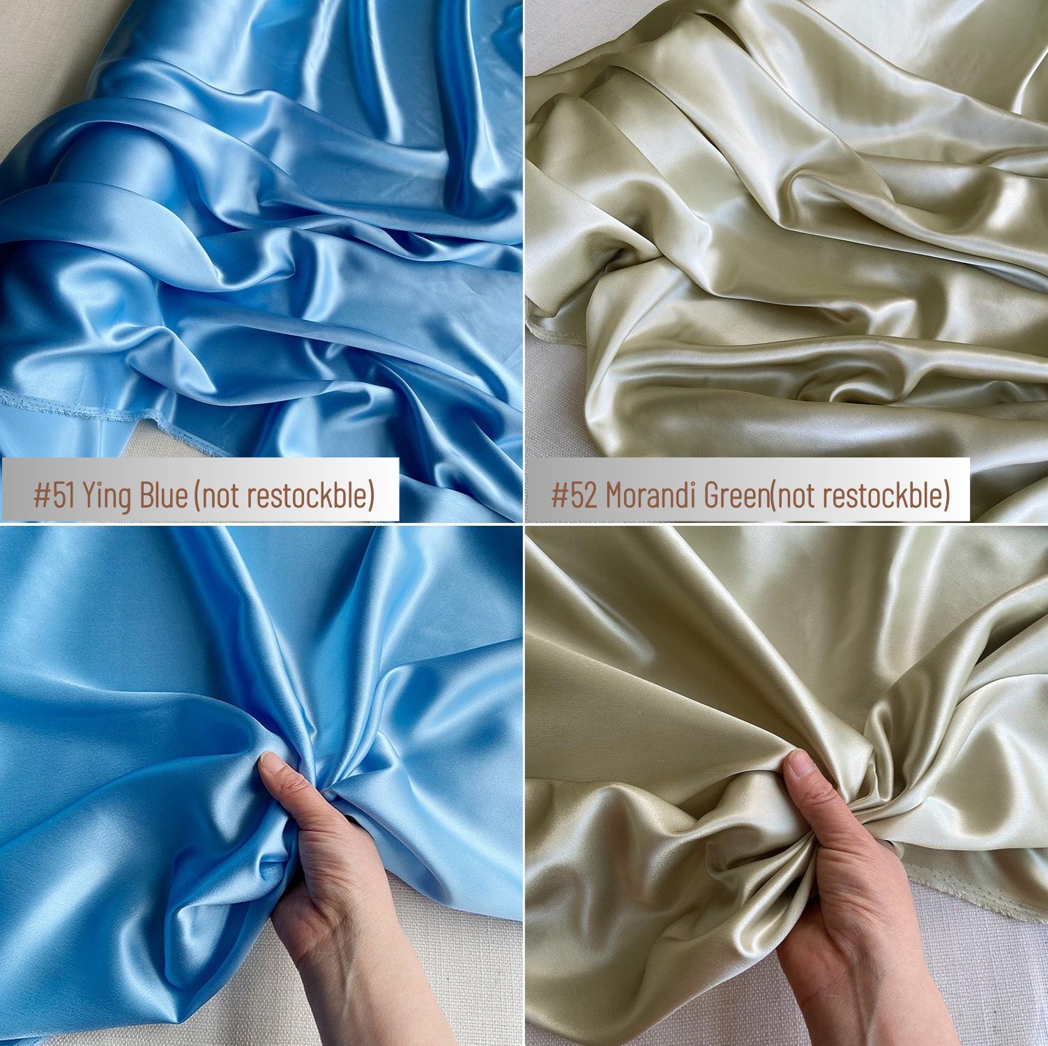 100% Silk Charmeuse, 22 Momme solid 50 colors, 140cm wide by the yard