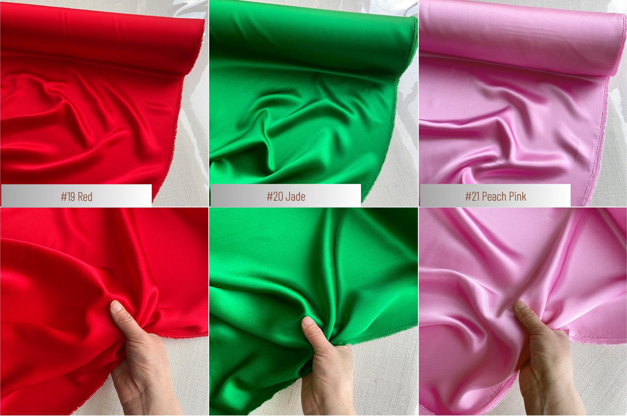 100% Silk Charmeuse, 22 Momme solid 50 colors, 114cm wide by the yard