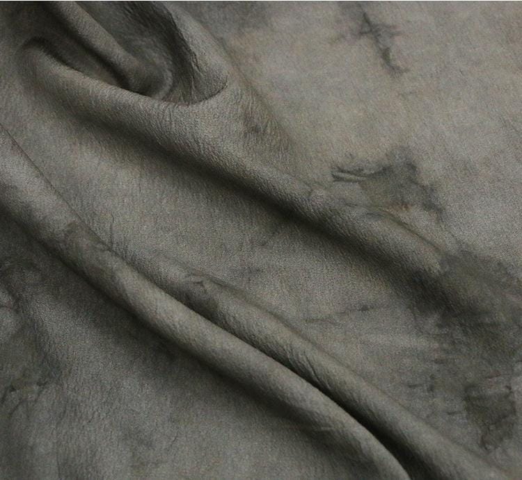 ZUSZAR - 16 Momme Eco Friendly Plant Dye Jacquard Tussah Silk Old Material Retro Color Fabric  - 93cm wide by the Yard