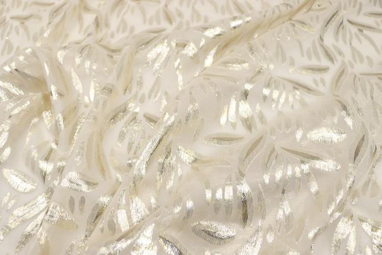 JFHKHZ - 12 Momme Golden Thread Weave Silk Georgette Fabric - 135cm wide by the Yard