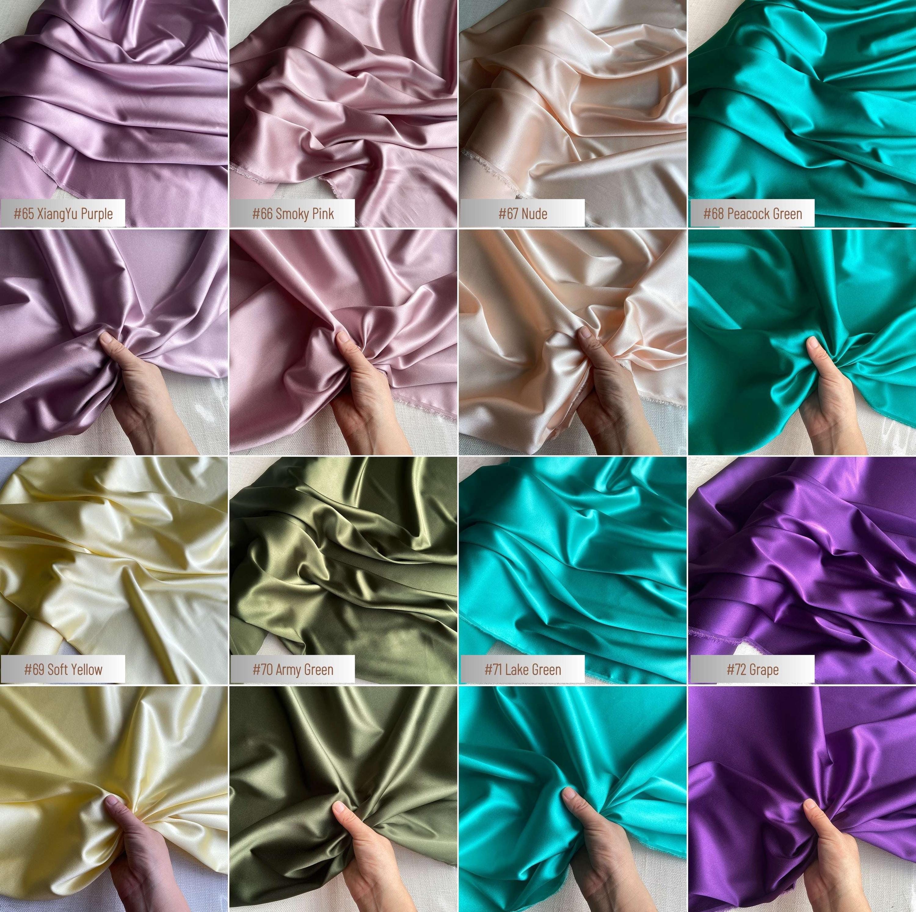 80 Colors Solid - 19 momme Stretch Silk Satin Fabric - 140cm wide by the Yard