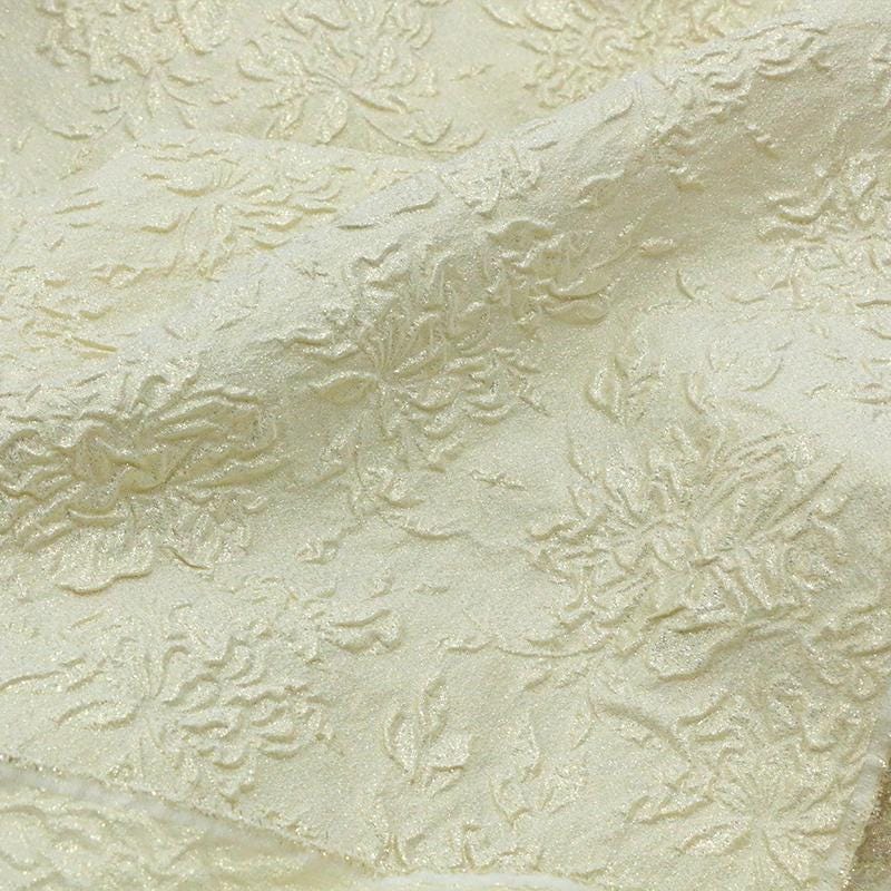 JILZIJ - 26 Momme Concave and Convex Relief Jacquard Golden Thread Weave Three-dimensional Texture Silk Fabric - 125cm wide by the Yard