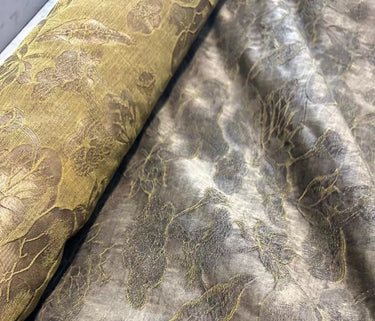 JINHUANG - 50 Momme Jacquard Plant Dye Mud Silk Blended Fabric - 110cm wide by the Yard