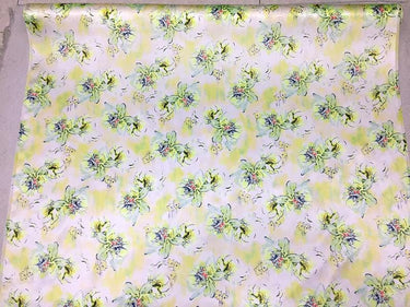 SZDSMH- 14 Momme Fluorescent Green Ink Floral Print Stretch  Charmeuse Silk Satin Fabric - 114cm wide by the Yard