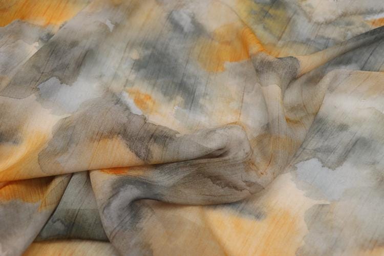 JFHHML - 10 Momme Floral Print Silk Georgette Fabric - 140cm wide by the Yard