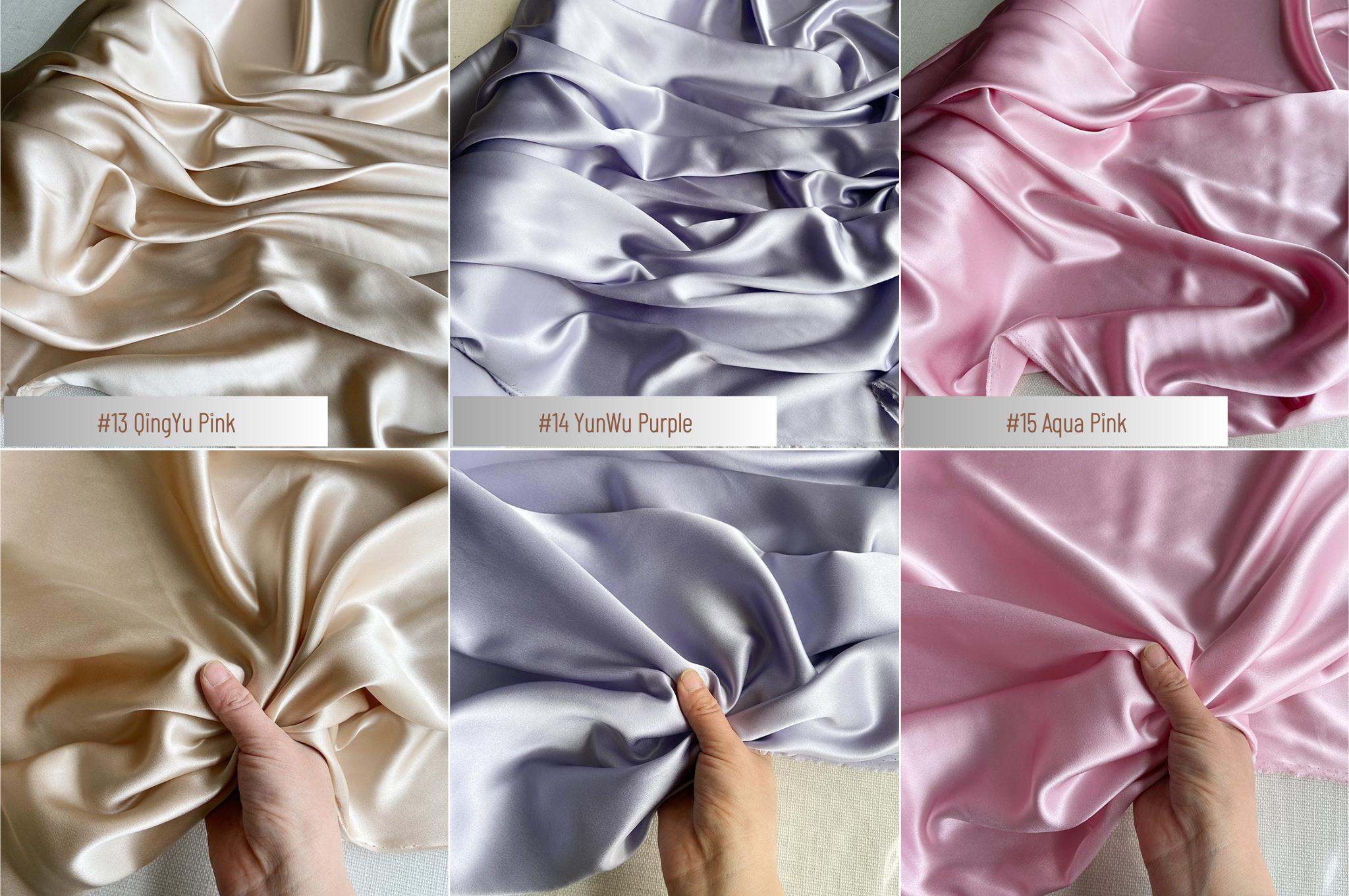 100% Silk Charmeuse, 22 Momme solid 50 colors, 140cm wide by the yard