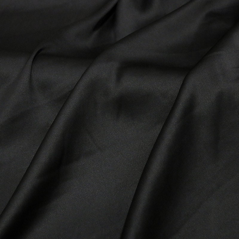 BBH - 22 Momme Handmade Eco Friendly Black Crinkled Mud Silk Satin Fabric - 125cm by the Yard