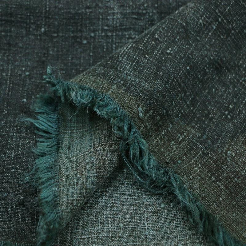 GEDACA - Handmade Gray Blue Gambiered Ganton Gauze Silk Fabric By the Yard