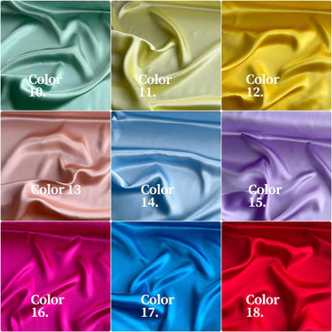 100% Silk Charmeuse, 16 Momme solid 120 colors 114cm wide by the yard 1-60 color