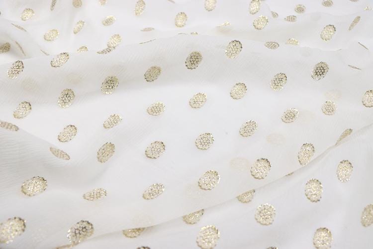 JFHBDX - 13 Momme Golden Thread Weave Silk Georgette Fabric - 114cm wide by the Yard