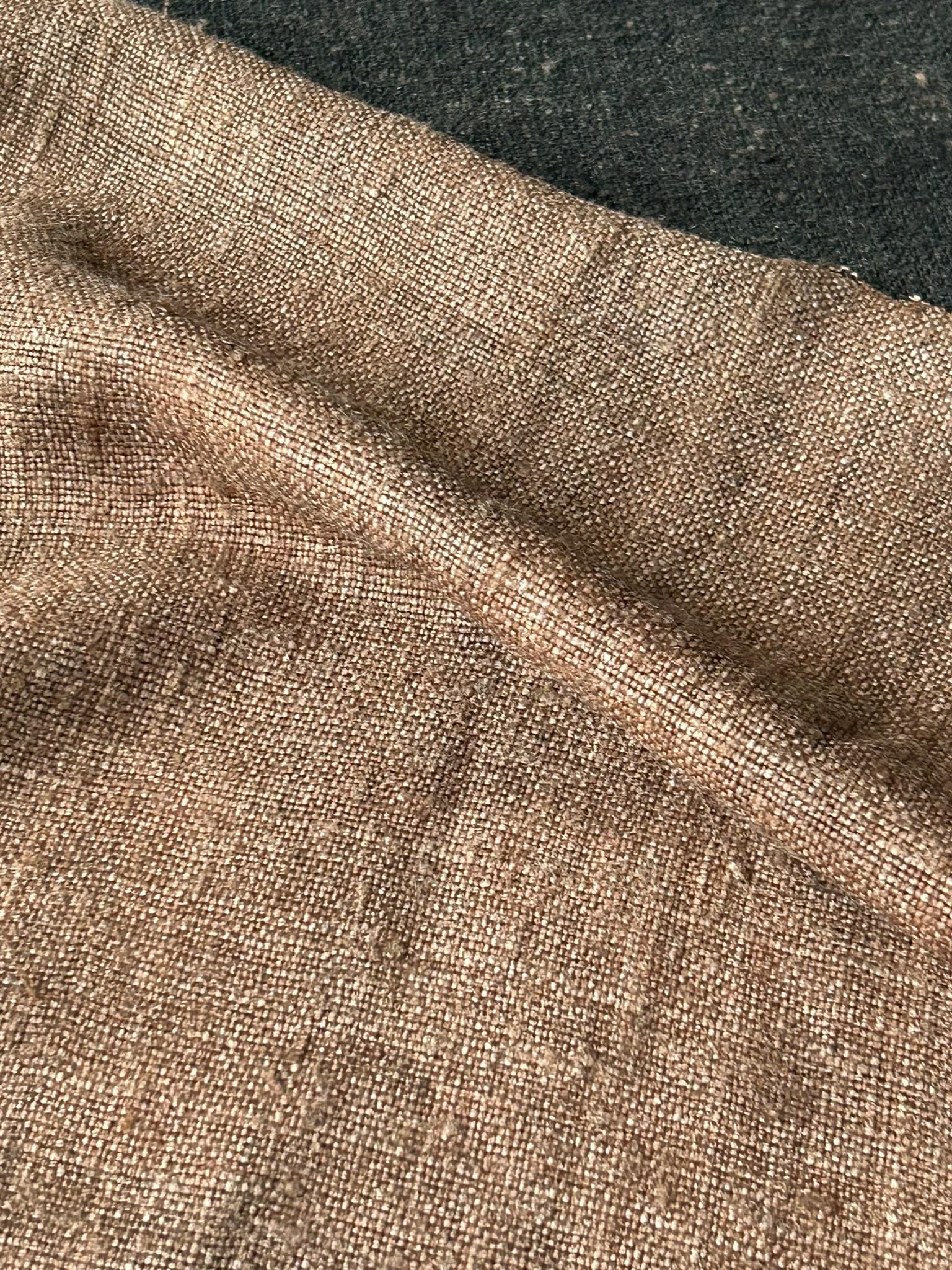 KCYEZUOSI - 78 Momme 100% Tussah Slub Mud Silk Fabric, Black and Brown,108cm wide by the Yard