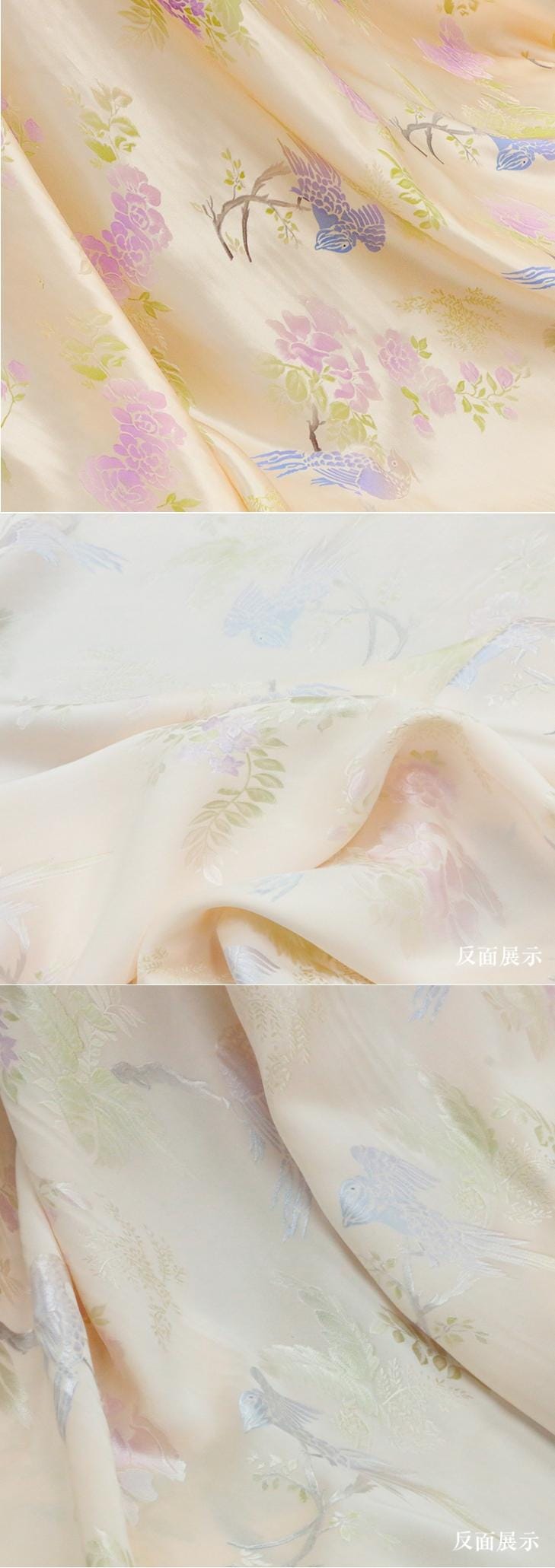 FANIAO - 25 Momme Handmade Jacquard Silk Satin Fabric - 135cm by the Yard