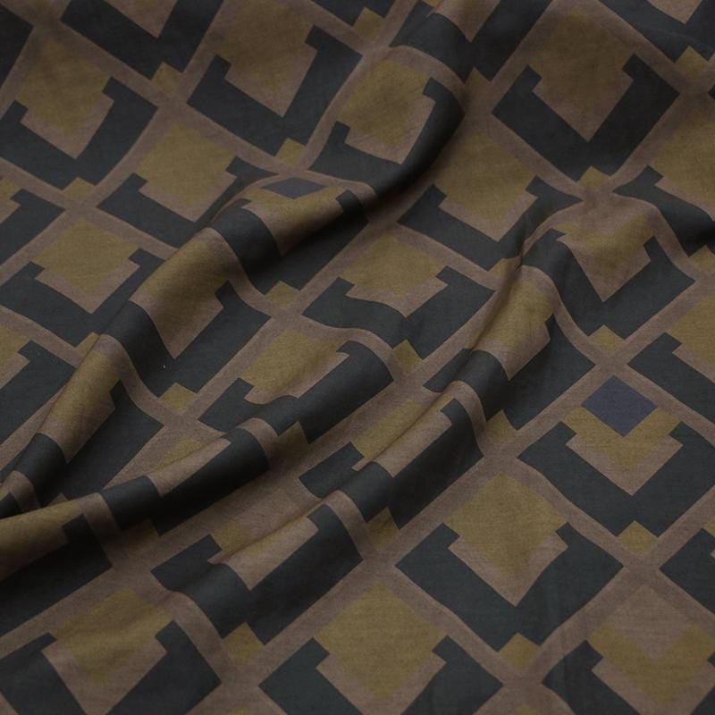 LZHFGW - 19 momme Plaid Printed Silk-Cotton Blended Fabric with Pre-Sprayed Gambiered Silk Digital Printing - 130cm wide by the Yard