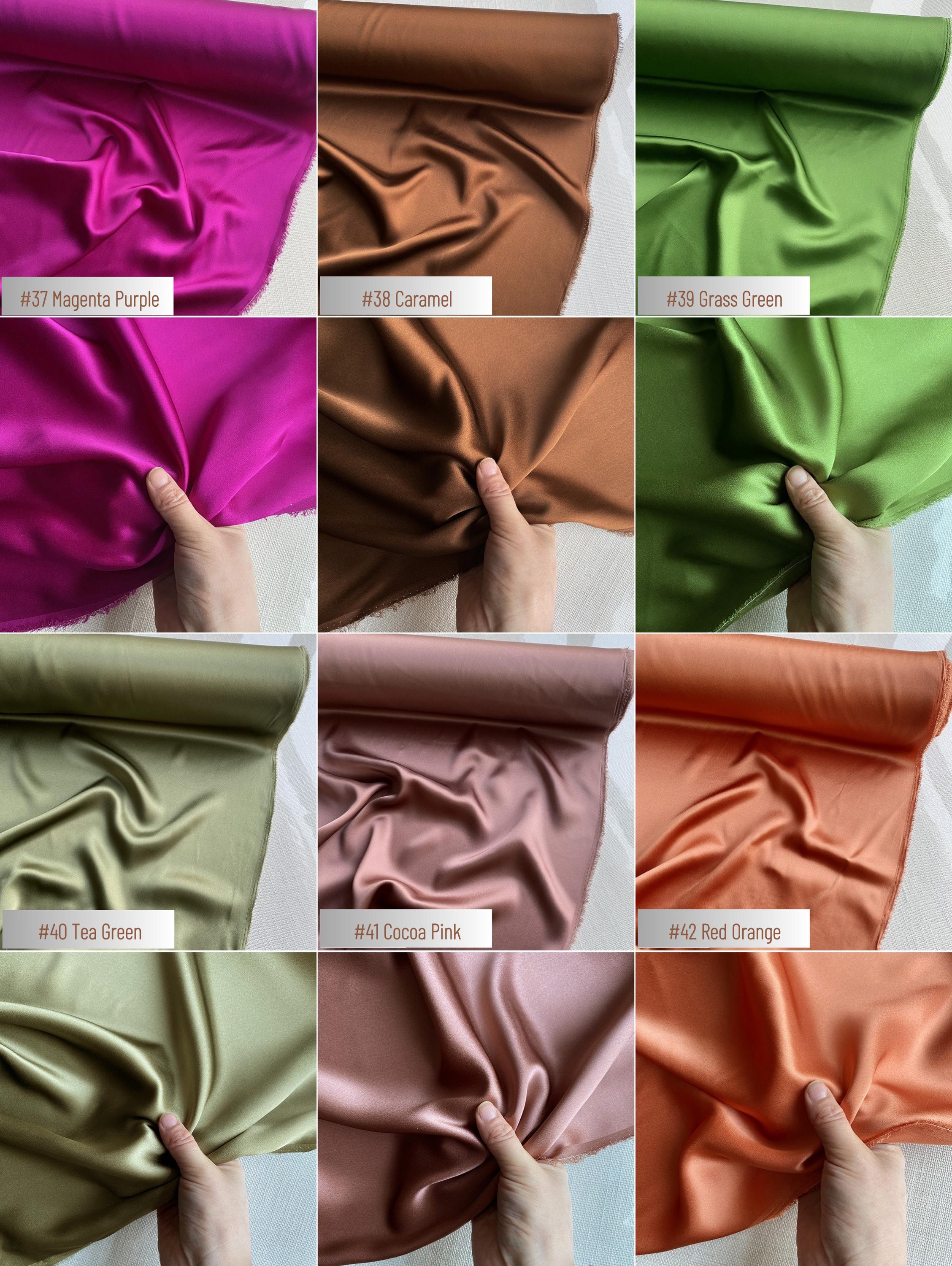 100% Silk Charmeuse, 19 Momme solid 60 colors, 114cm wide by the yard