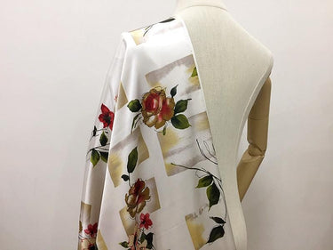 SZDGEZ- 16 Momme Watercolor Abstract Print Stretch  Charmeuse Silk Satin Fabric - 114cm wide by the Yard