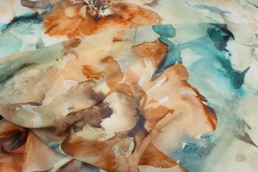 JFHGDF - 9 Momme Floral Print Silk Georgette Fabric - 140cm wide by the Yard