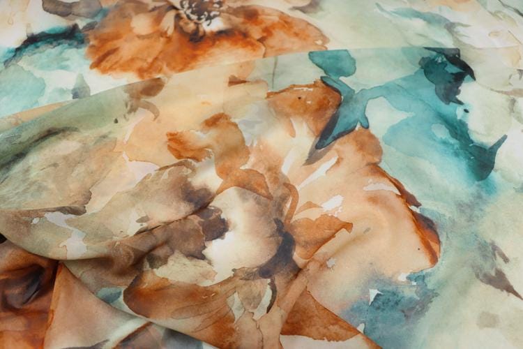 JFHGDF - 9 Momme Floral Print Silk Georgette Fabric - 140cm wide by the Yard