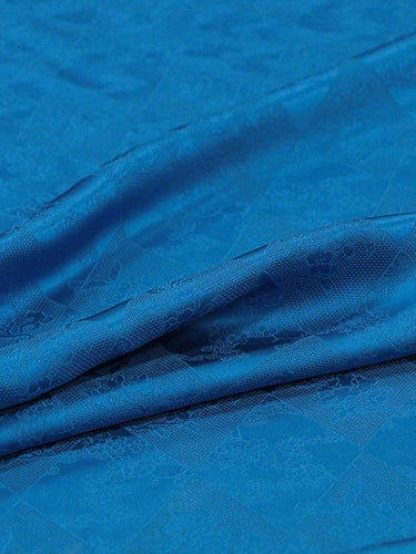 BAOSLA - 19 Momme Eco Friendly Plant Dye Sapphire Blue Jacquard Silk Blend Rayon Fabric  - 130cm wide by the Yard
