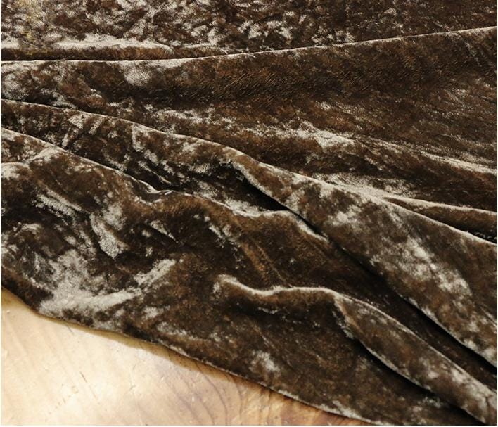 TUOHE -  Handmade Plant-dyed Camel Brown Niche Silk Velvet Fabric - 125cm wide by the Yard