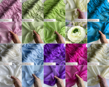 100% Silk Chiffon Fabric, 6 Momme 140cm wide by the Yard, 60 colors regular supply