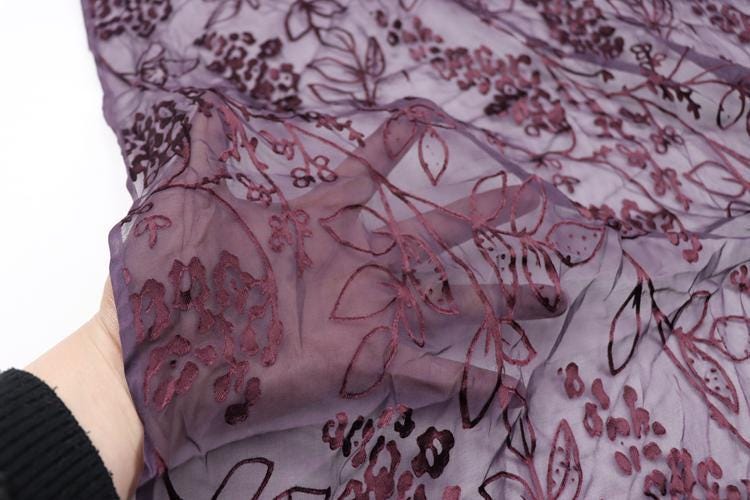 JIURED - Sheer Burnout Silk Devore Satin Fabric - 112cm wide by the Yard
