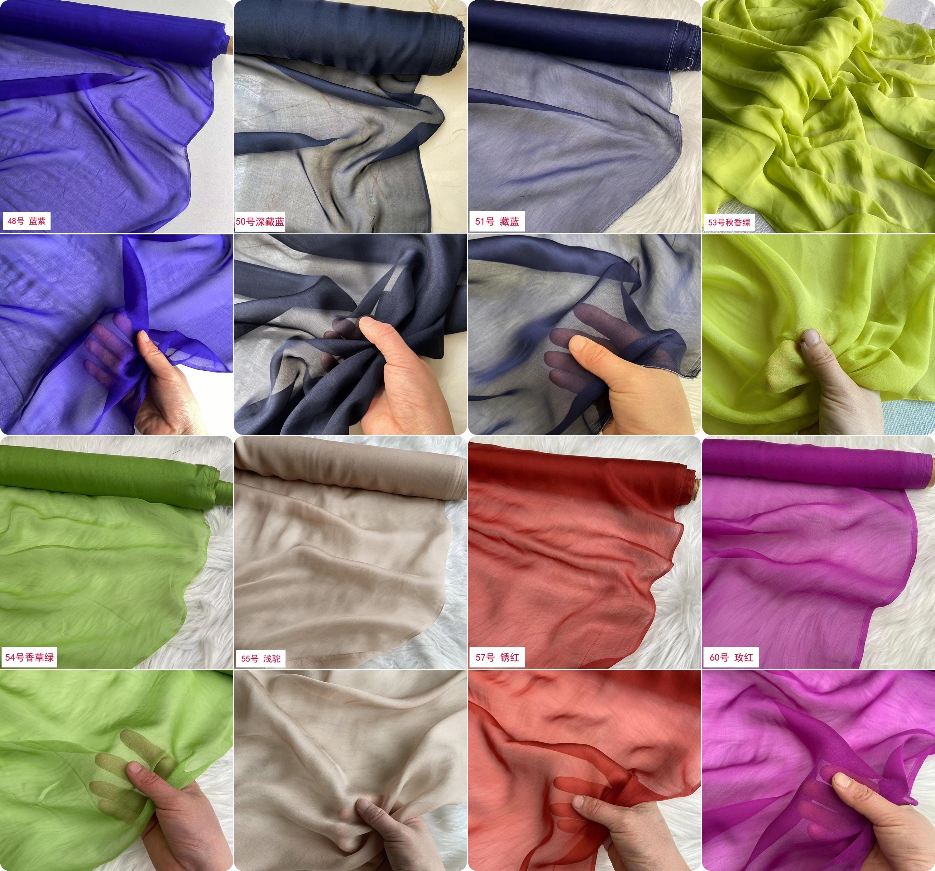 50 Solid Color - 6 momme Mulberry Silk Chiffon Fabric - 138cm wide by the Yard