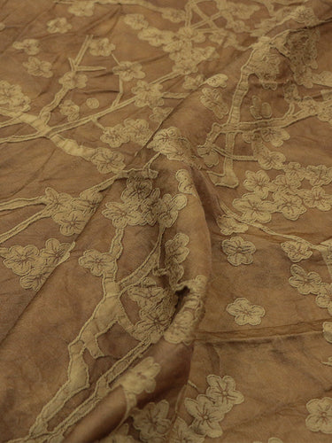 BLIE-  Natural Mulberry Silk Wool Plant Dyed Silk Wool Jacquard Satin Fabric - 135cm by the Yard