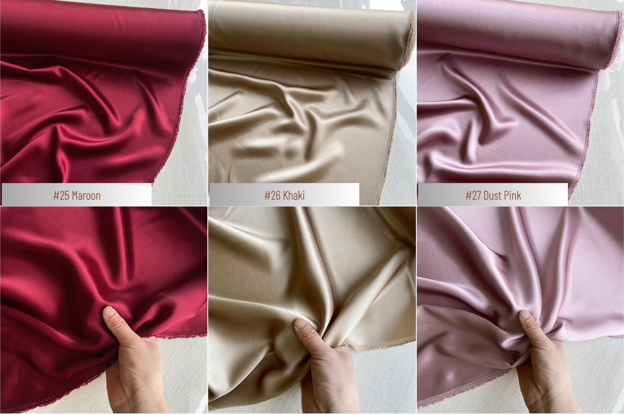 100% Silk Charmeuse, 22 Momme solid 50 colors, 114cm wide by the yard