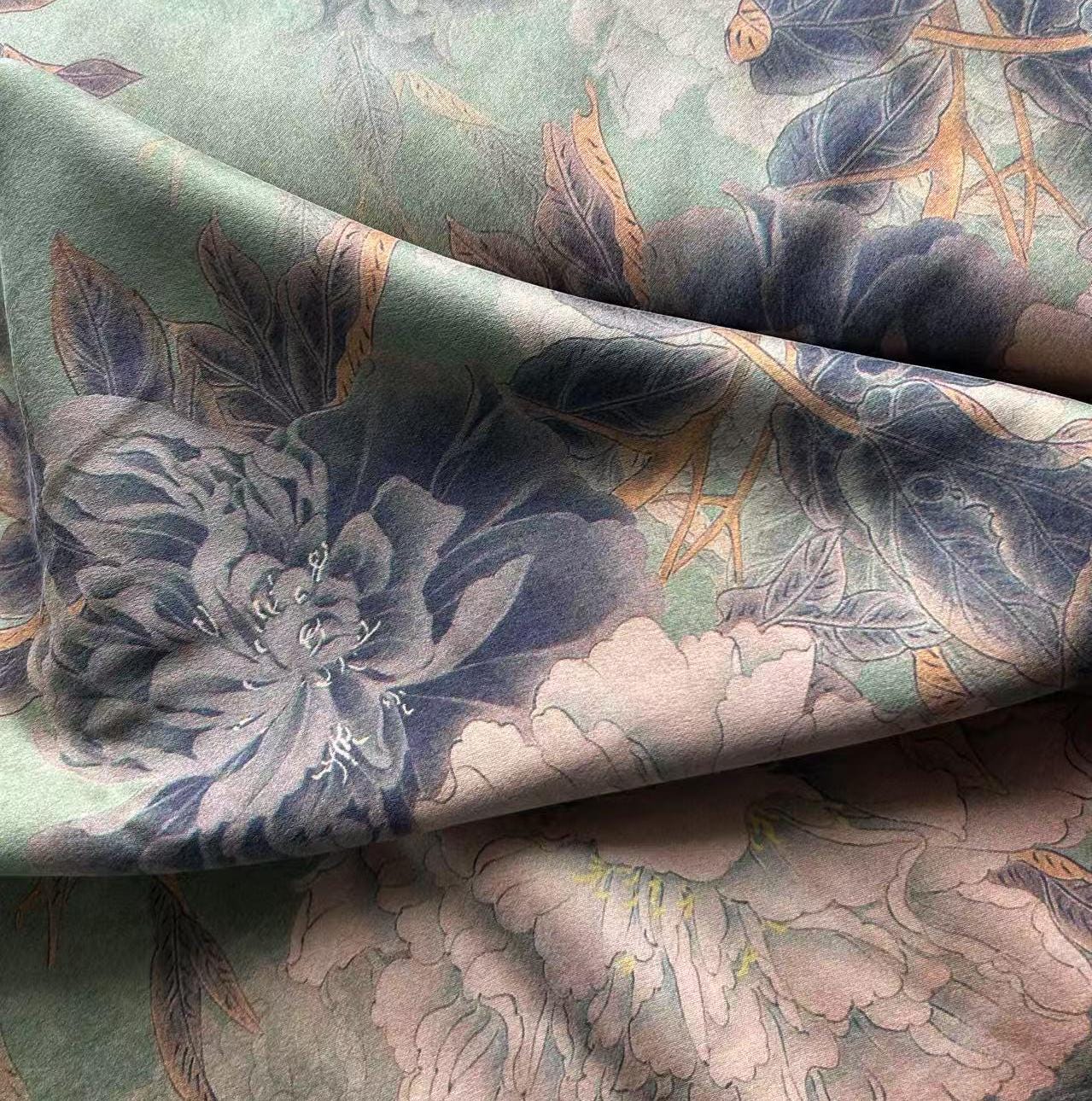 LDAMDN - Stone-washed Handmade 55 Momme PIZI Mud Silk Satin Fabric - 115cm by the Yard