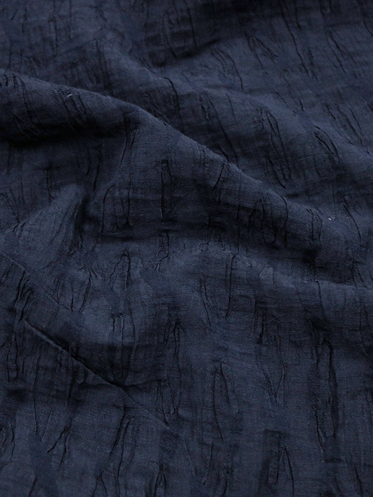 TREEP -  25 Momme Handmade Jacquard Bark-Textured Heavy Crepe Silk Linen Fabric - 100cm by the Yard