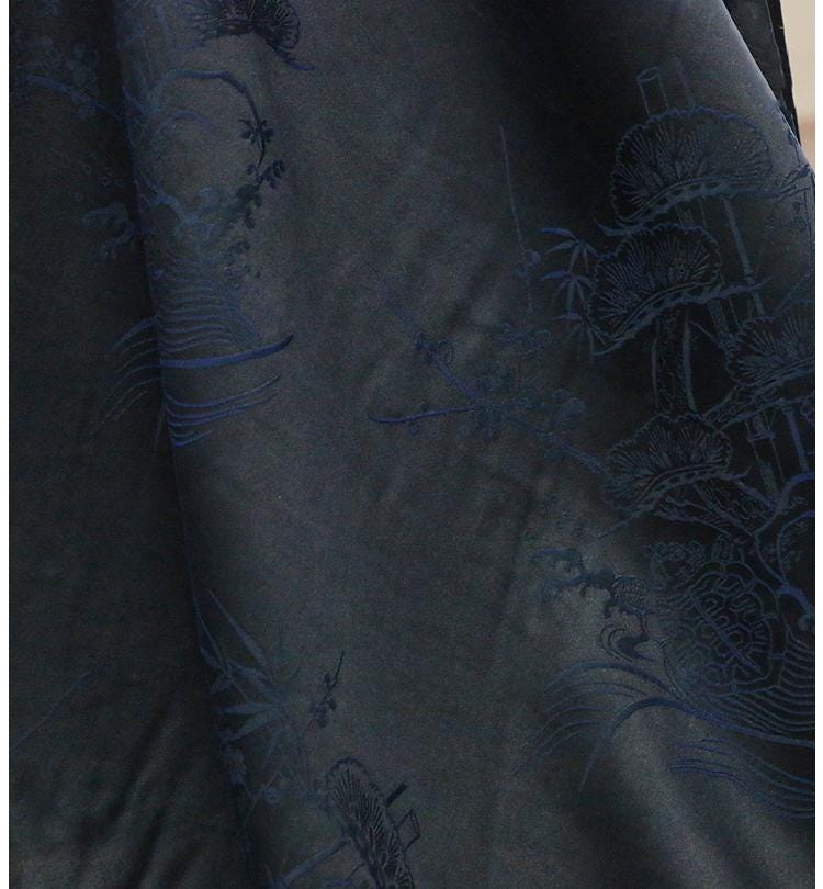 ZODWUL - 28 Momme Handmade Jacquard Mud Silk Satin Fabric - 130cm by the Yard
