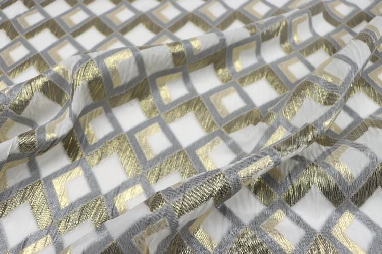 JFHGZF - 12 Momme Golden Thread Weave Silk Georgette Fabric - 114cm wide by the Yard