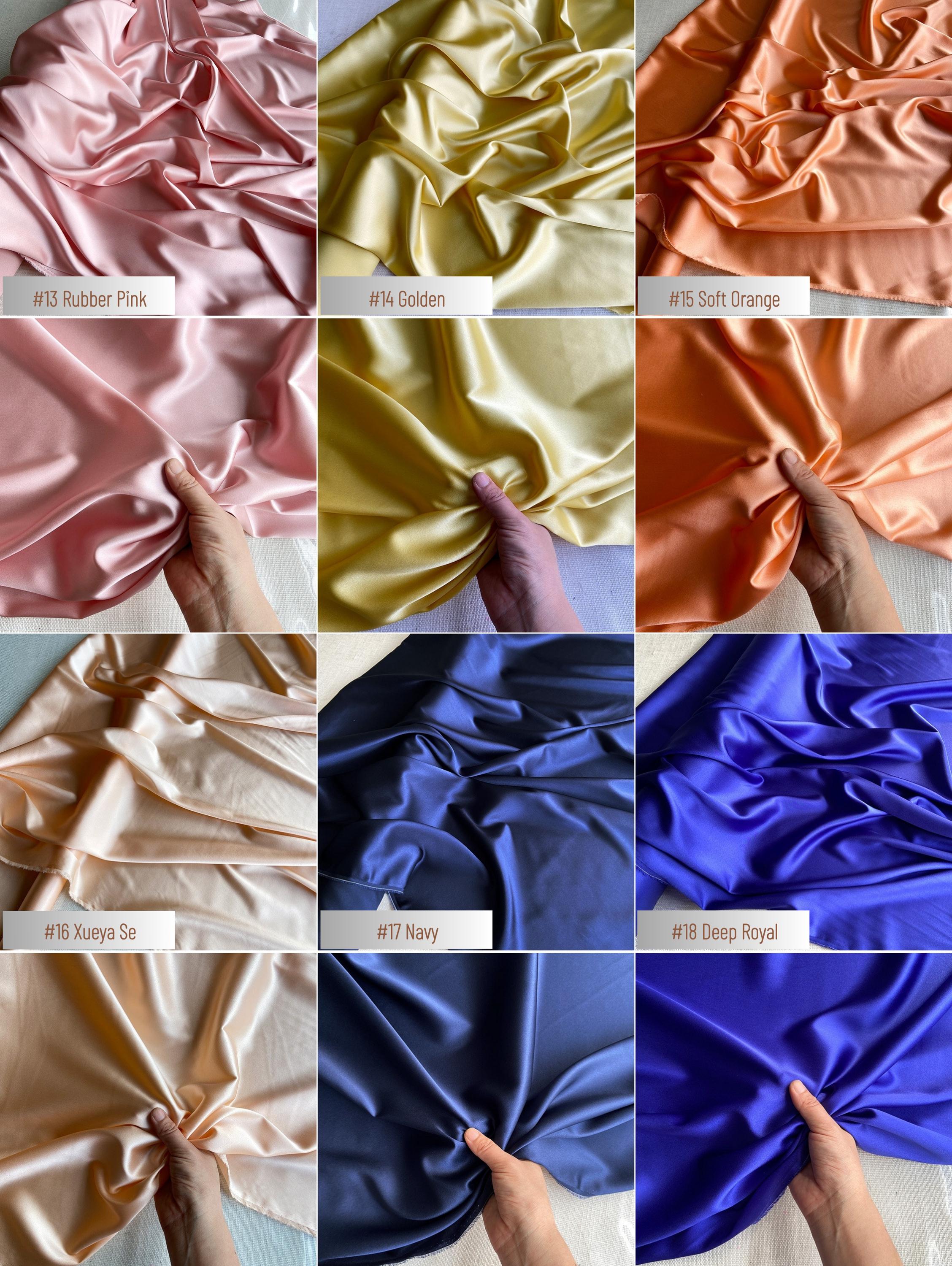 Stretch 90% Silk Charmeuse, 19 Momme solid 80 colors, 140cm wide by the yard