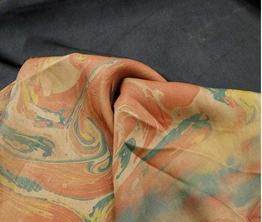 MOCIRD - Handmade 38 Momme Special Red Inkwell Technique Mud Silk Satin Fabric By the Yard