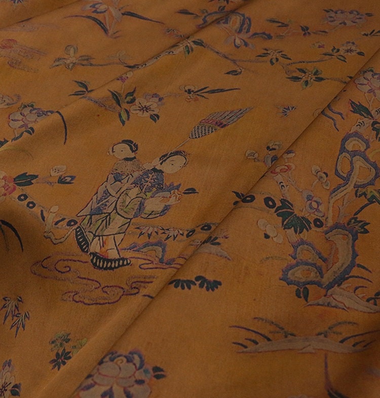 GF - 34 Momme Full Of Spring Print Double-Sided Satin Mud Silk Fabric - 105cm wide by the Yard