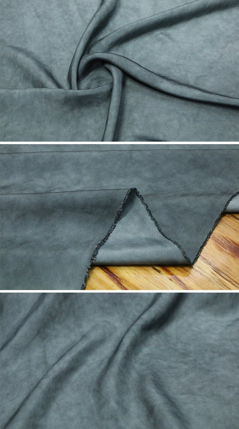 HERR - 18 Momme Dirty Dyeing Distressed Twill Silk Fabric Made of Mulberry Silk - 135cm by the Yard