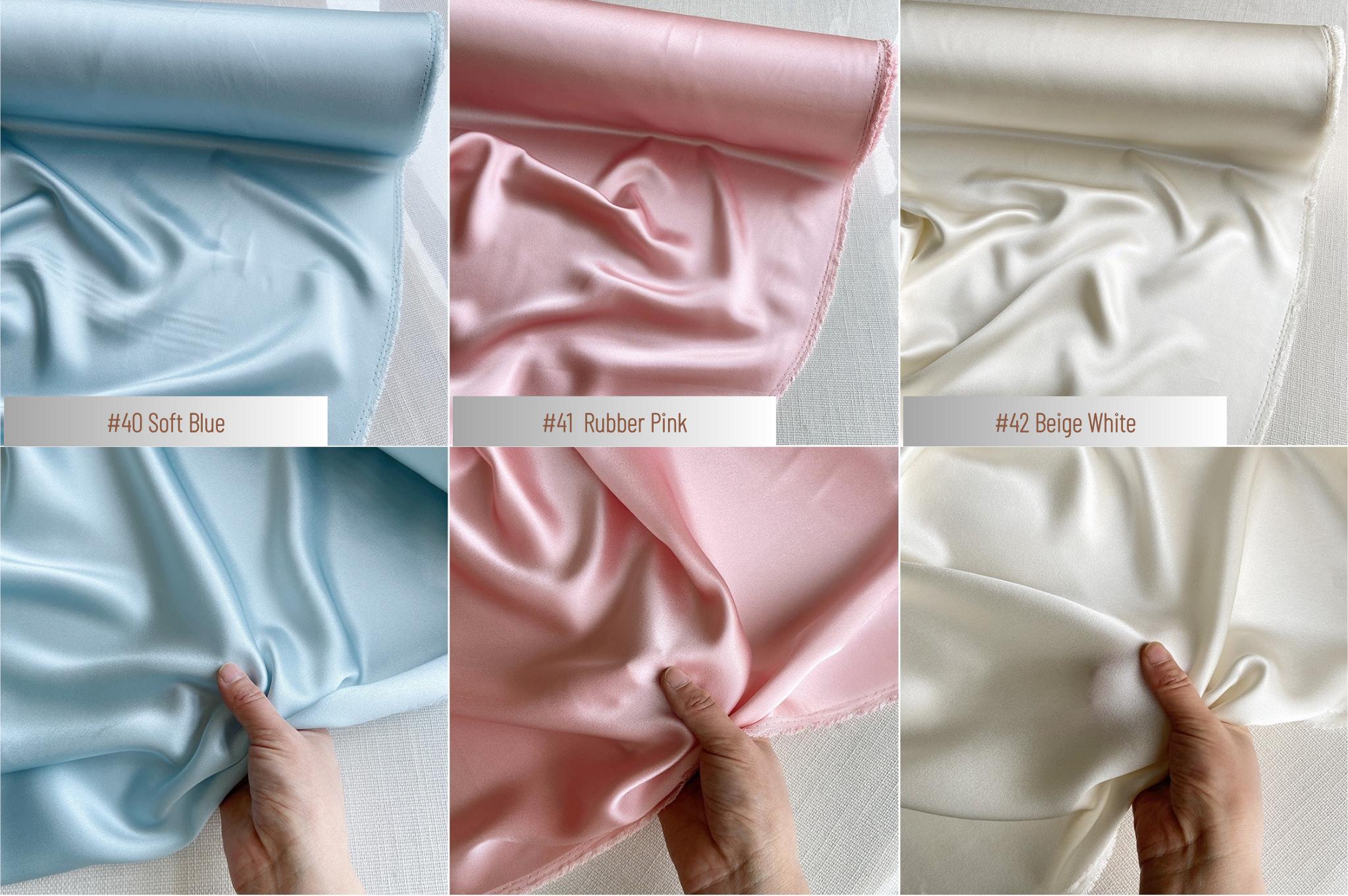 100% Silk Charmeuse, 22 Momme solid 50 colors, 114cm wide by the yard