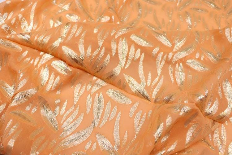 JFHCSD - 12 Momme Golden Thread Weave Silk Georgette Fabric - 135cm wide by the Yard