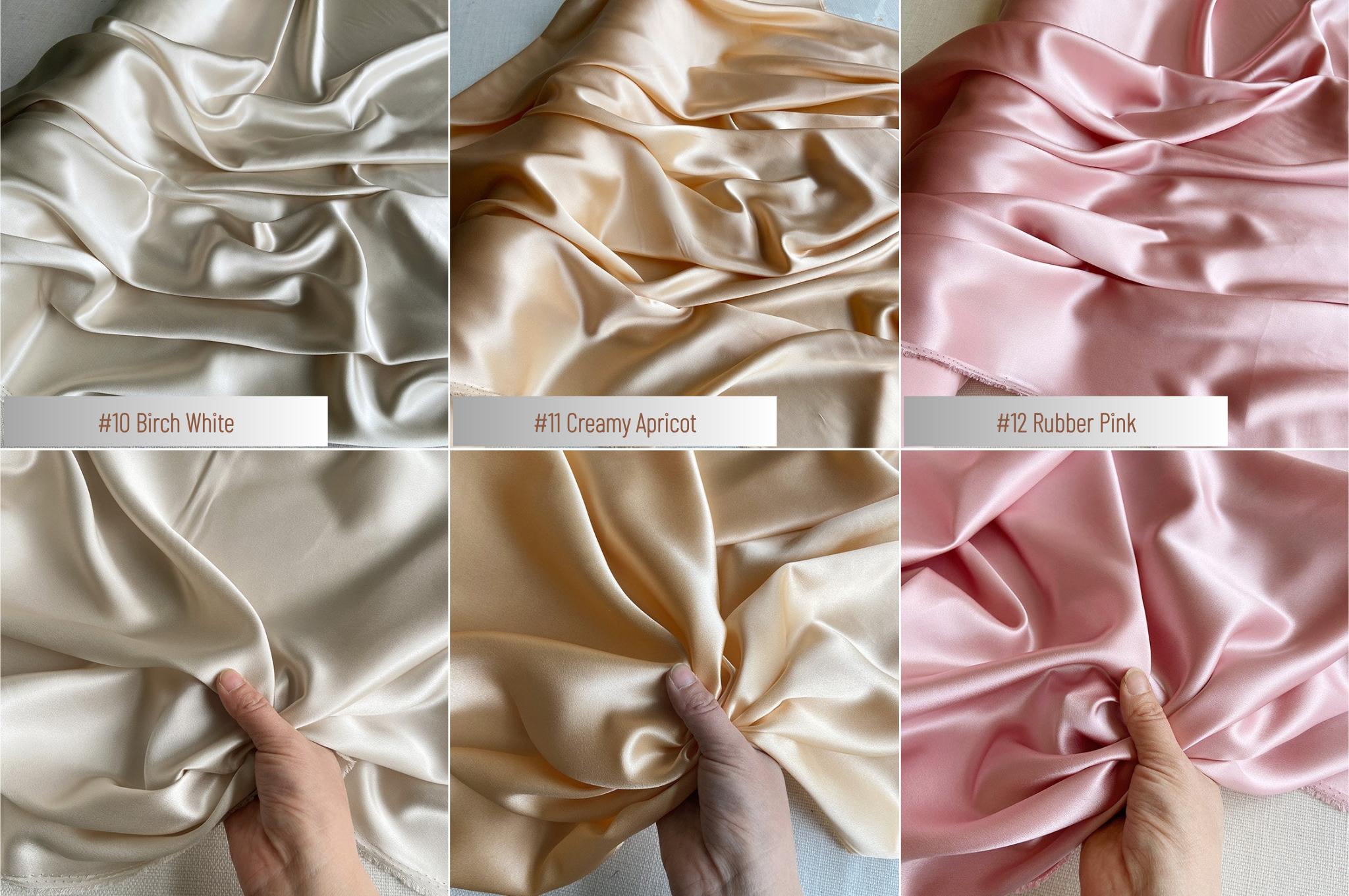 100% Silk Charmeuse, 22 Momme solid 50 colors, 140cm wide by the yard