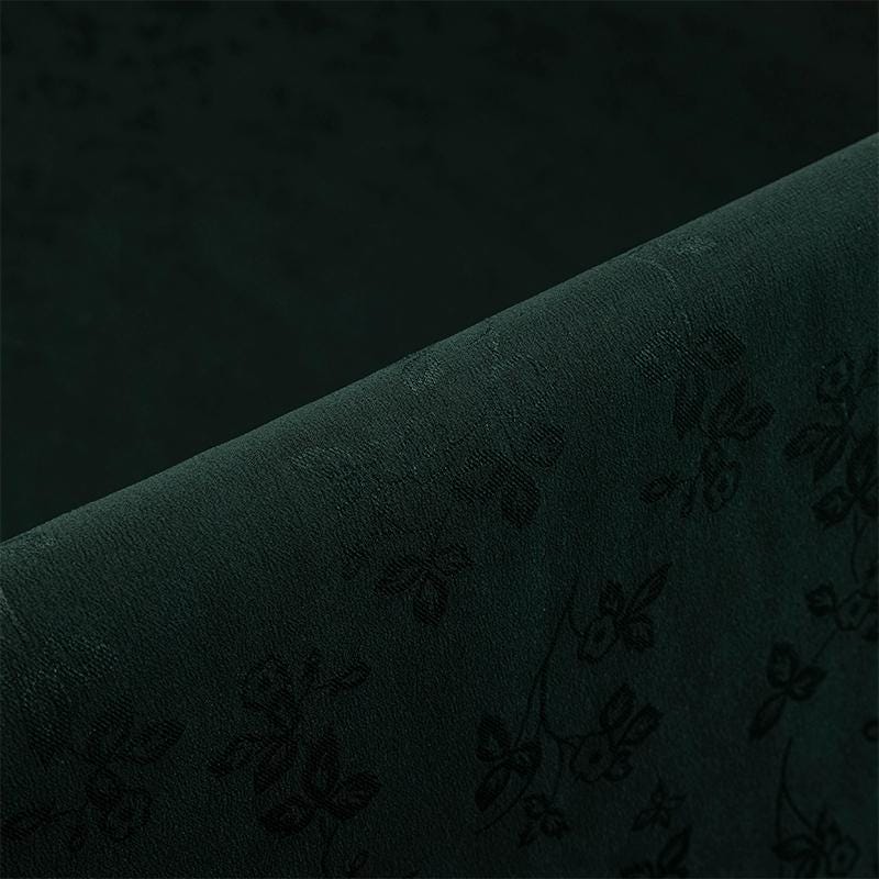 LZMOXY  - Handmade 23 Momme Jacquard Heritage Dark Green Gambiered Silk Satin Fabric - 110cm By the Yard