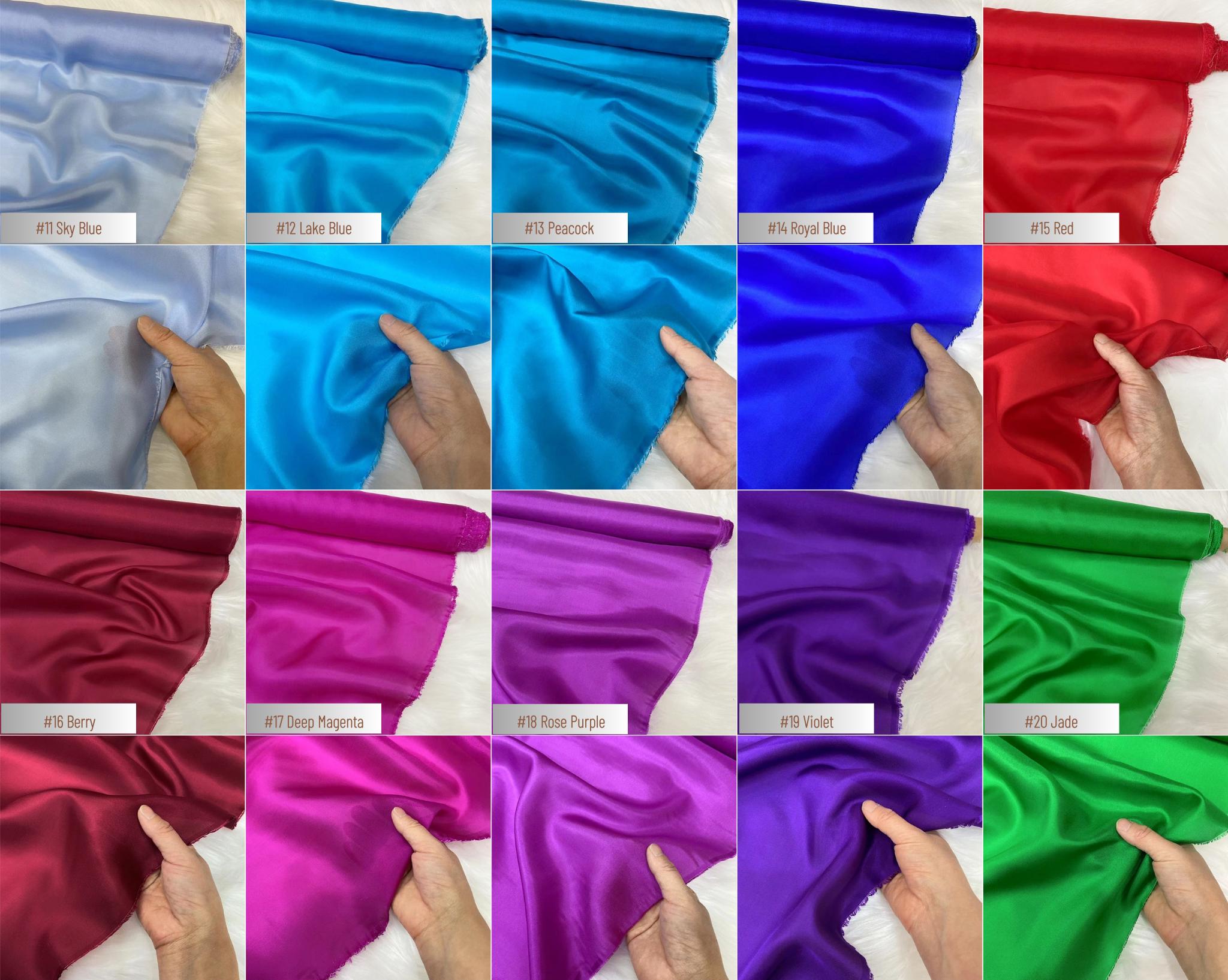 Color #1-40 - 8 Momme 80 Solid Colors Habotai Silk Fabric for Prom Dresses - 114cm wide by the Yard