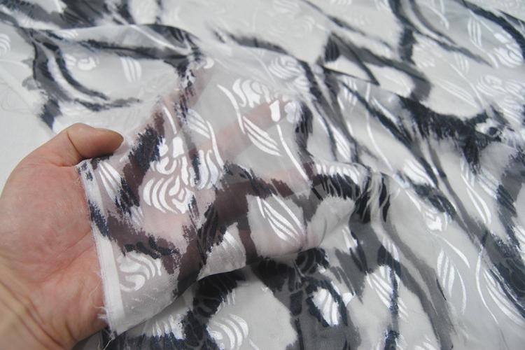 JFHLHW - Silk Devore Satin Fabric,  10 Momme Burnout Floral , 138 cm Wide by the Yard