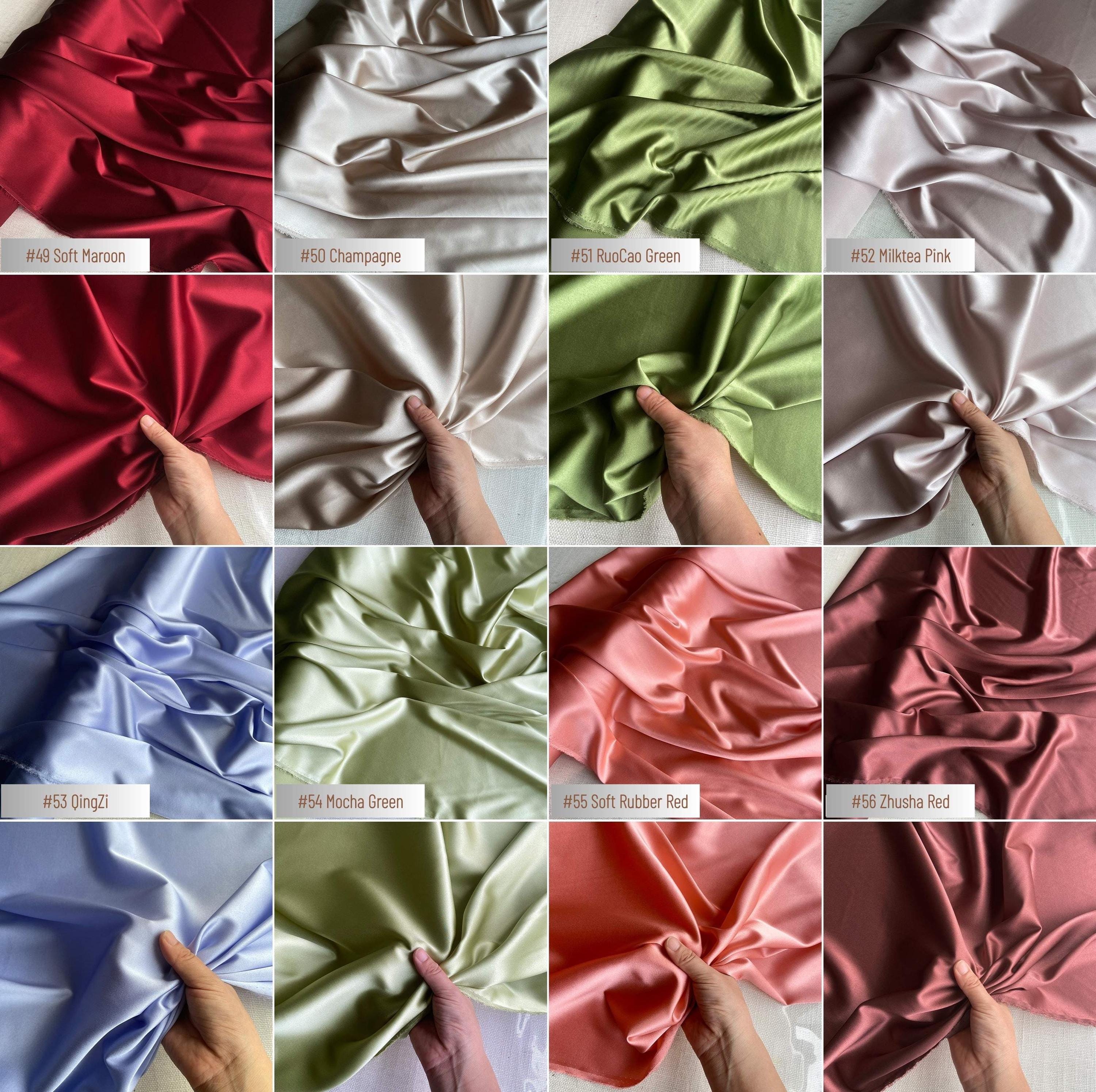 80 Colors Solid - 19 momme Stretch Silk Satin Fabric - 140cm wide by the Yard