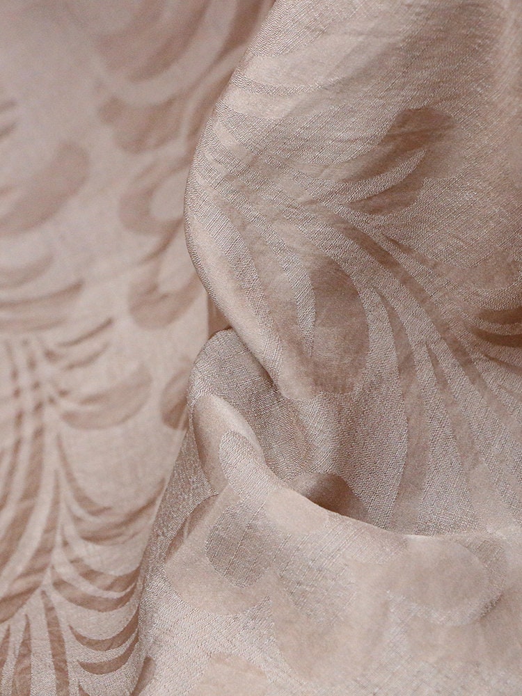 ANWTH- Jacquard Handmade Gambiered Ganton Tussah Silk Fabric - 130cm wide By the Yard