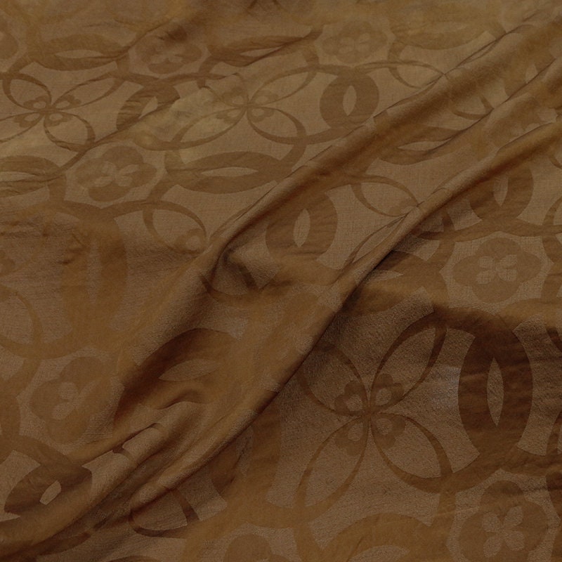RINGS - Jacquard Handmade Gambiered Ganton Tussah Silk Fabric - 130cm wide By the Yard