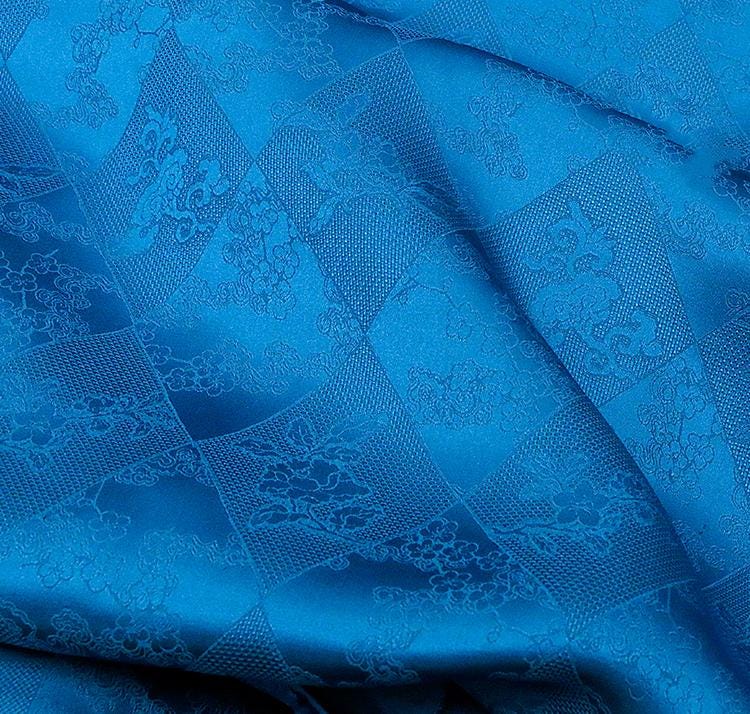 BAOSLA - 19 Momme Eco Friendly Plant Dye Sapphire Blue Jacquard Silk Blend Rayon Fabric  - 130cm wide by the Yard