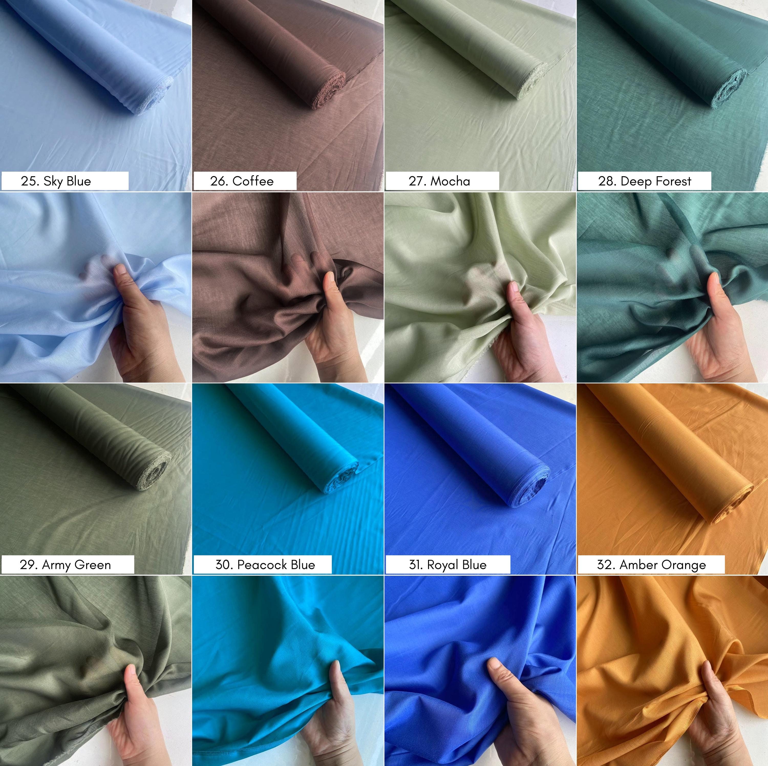 Silk Cotton fabric, 12 momme 140cm wide by the Yard, 60 solid colors