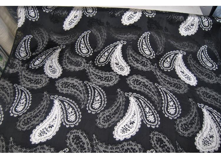 MENLON - 19 Momme Sheer Burnout Silk Devore Satin Fabric - 138cm wide by the Yard